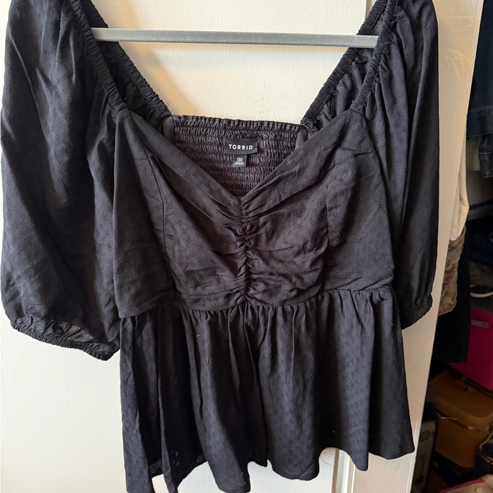 Torrid Black Ruched Blouse
